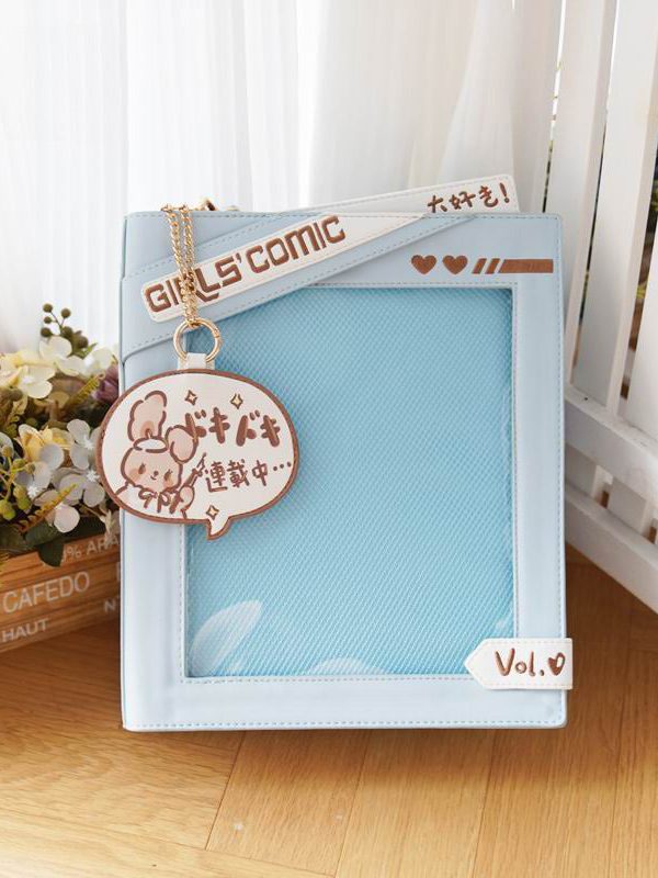 Cute Comic-Style Book Ita Bag with Crossbody and Backpack Design