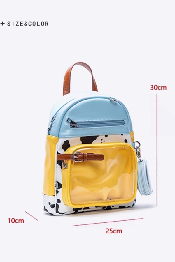 Cute Cow Print Ita Bag Backpack with Charm