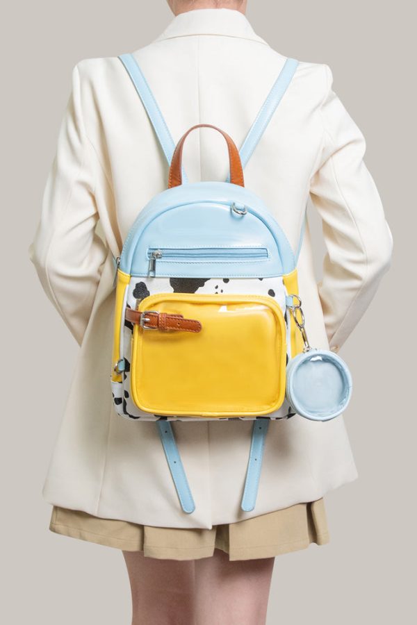Cute Cow Print Ita Bag Backpack with Charm