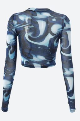Cyberpunk Blue Aura Sheer Top