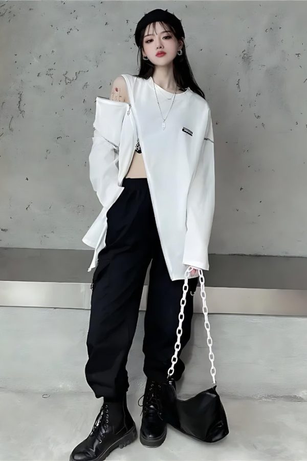 Cyberpunk Cross Zip-Up Top