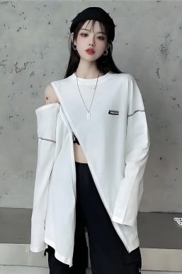 Cyberpunk Cross Zip-Up Top