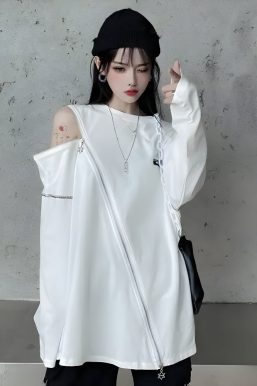 Cyberpunk Cross Zip-Up Top