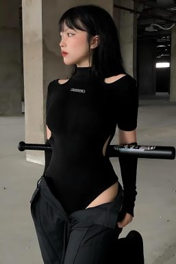 Cyberpunk Cut Out Corduroy Bodysuit
