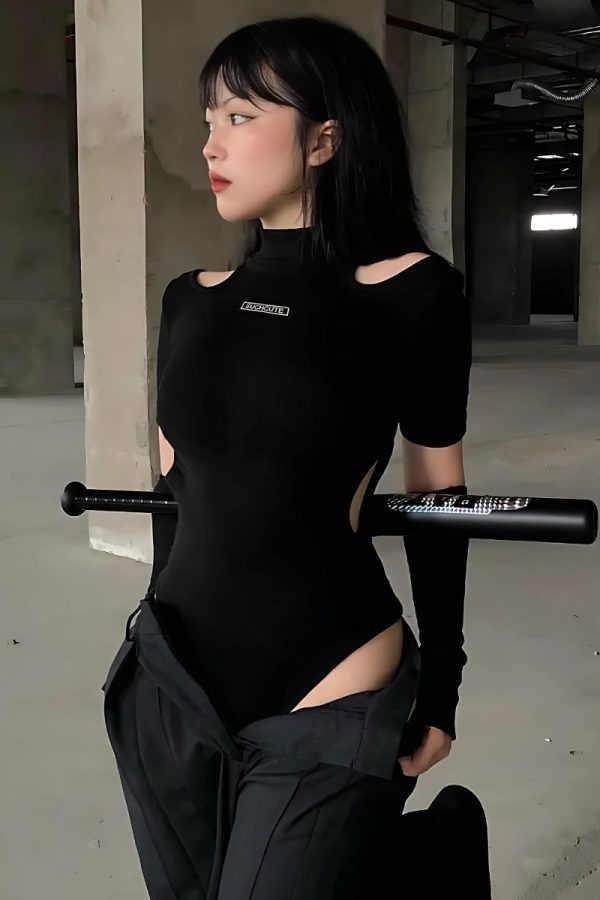 Cyberpunk Cut Out Corduroy Bodysuit