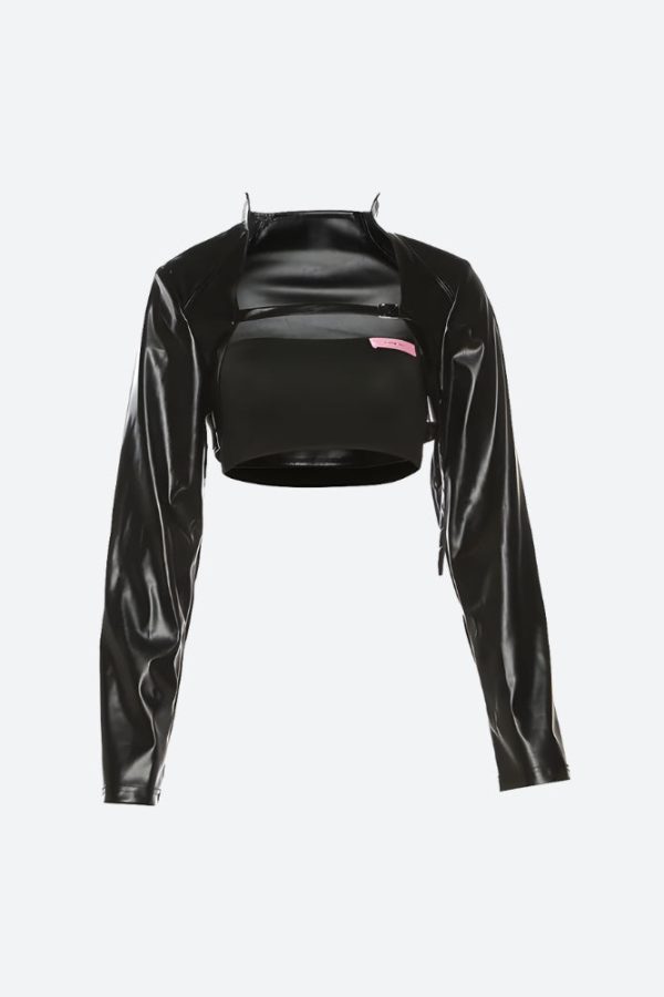 Cyberpunk Faux Leather Crop Jacket