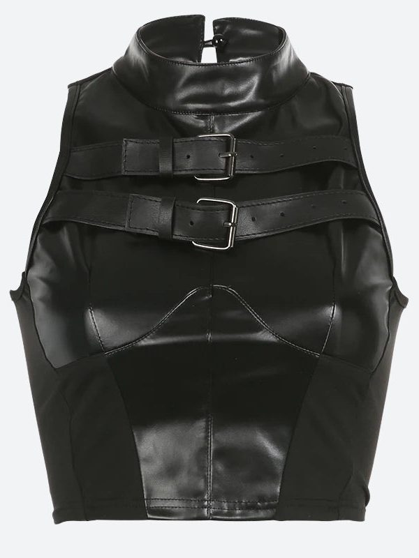 Cyberpunk Faux Leather Crop Top