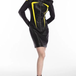 Cyberpunk Faux Leather Maxi Dress