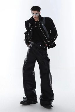 Cyberpunk Faux Leather Wide Leg Pants