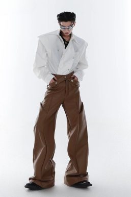 Cyberpunk Faux Leather Wide Leg Pants