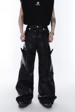 Cyberpunk Faux Leather Wide Leg Pants