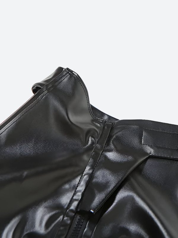 Cyberpunk Faux Leather Zip Up Top