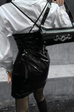 Cyberpunk Faux Patent Leather Mini Dress
