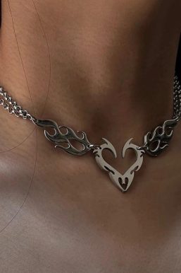 Cyberpunk Flame Heart Necklace