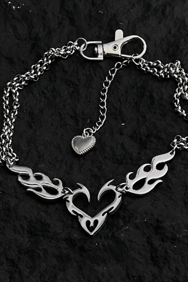 Cyberpunk Flame Heart Necklace