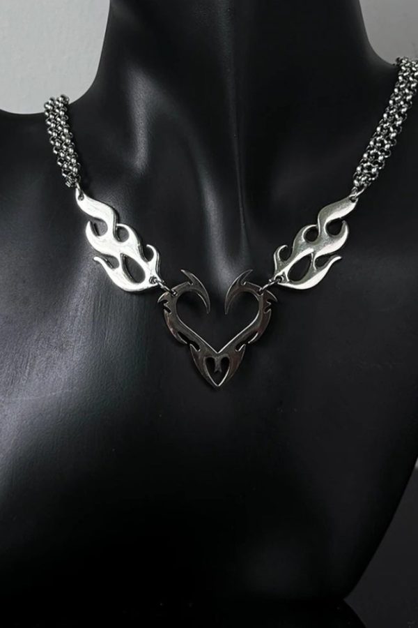 Cyberpunk Flame Heart Necklace
