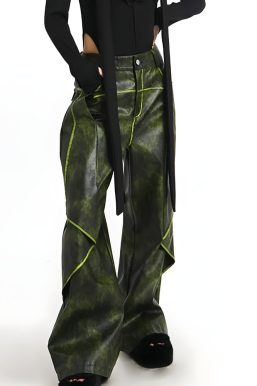 Cyberpunk Forest Faux Leather Pants