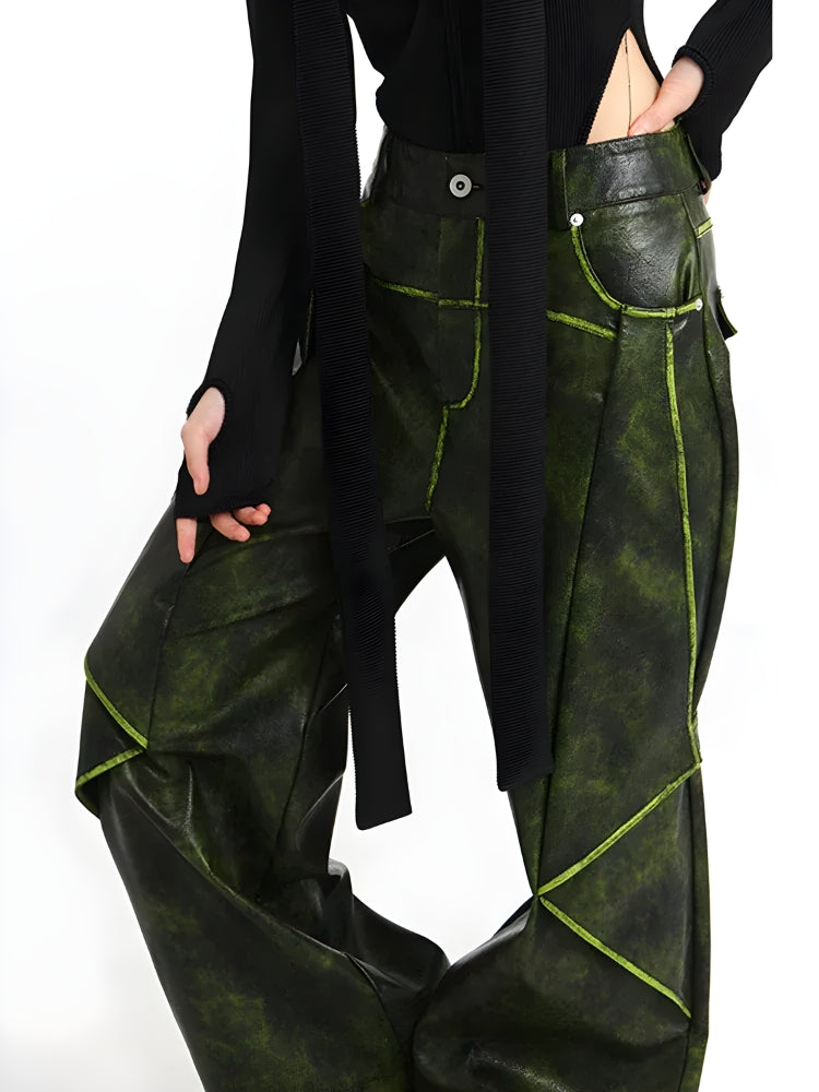 Cyberpunk Forest Faux Leather Pants Cyberpunk Forest Faux Leather Pants