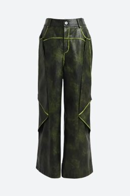 Cyberpunk Forest Faux Leather Pants