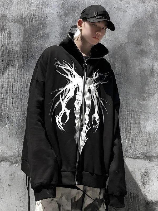 Cyberpunk Ghost Full Zip-Up Hoodie