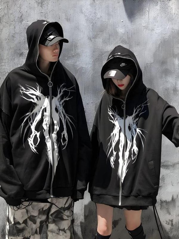 Cyberpunk Ghost Full Zip-Up Hoodie