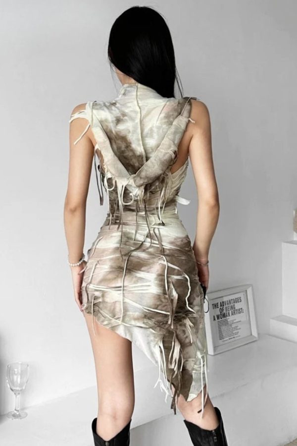 Cyberpunk Hooded Mini Dress