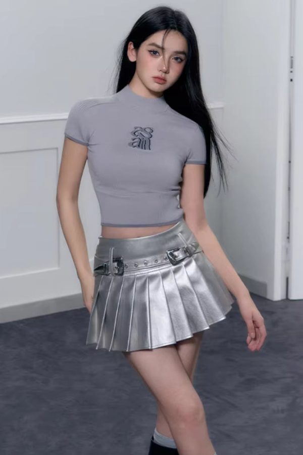 Cyberpunk Metallic Mini Skirt