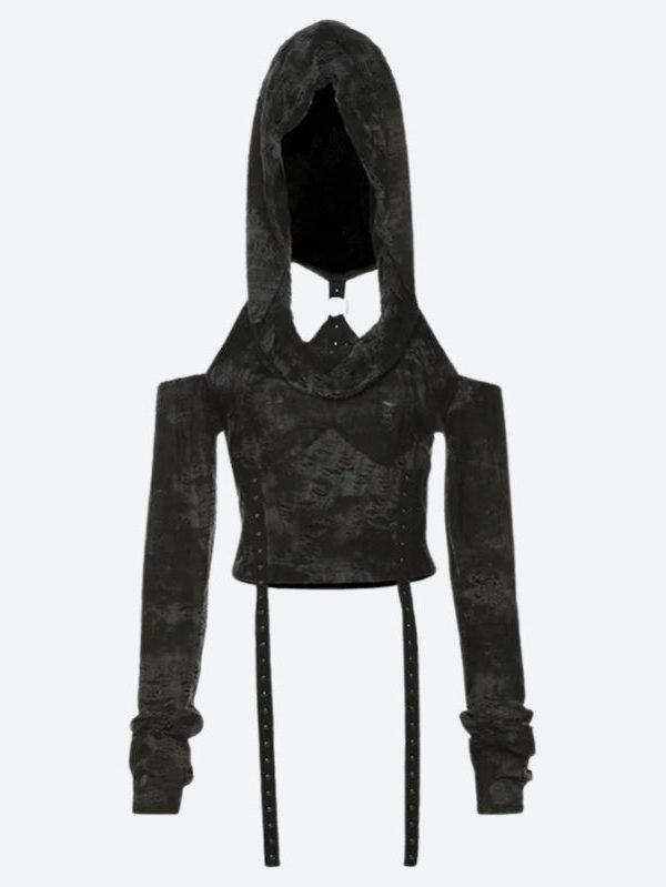 Cyberpunk Off Shoulder Hooded Top