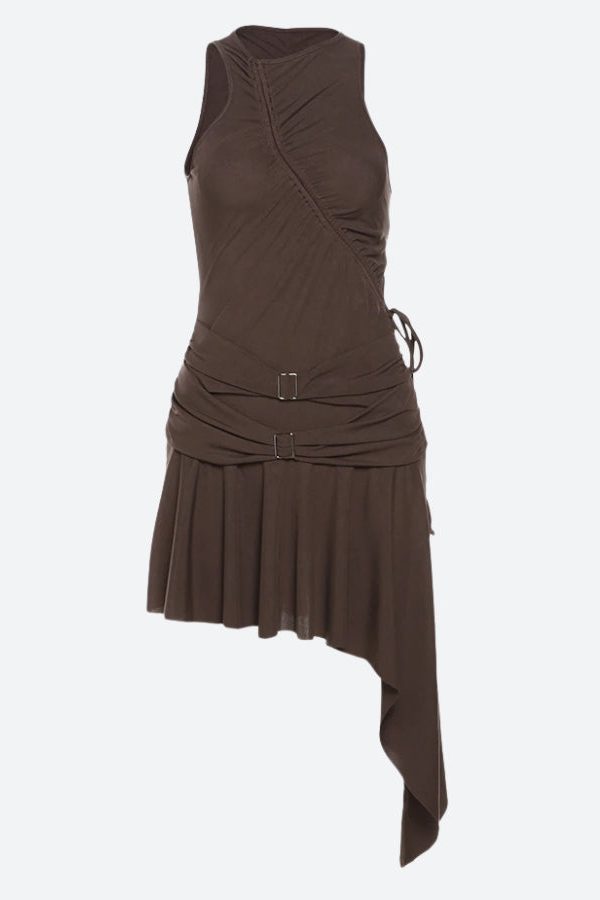 Cyberpunk Ruched Asymmetric Mini Dress