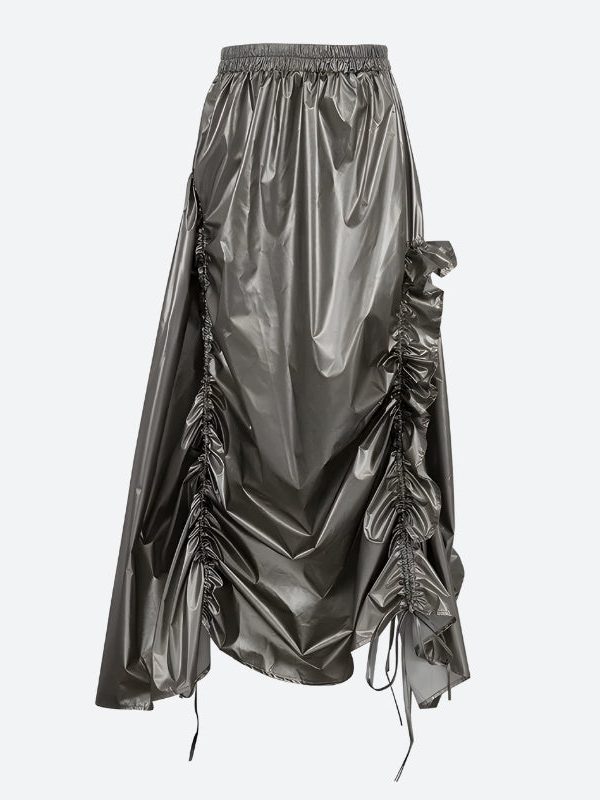 Cyberpunk Ruched Parachute Maxi Skirt
