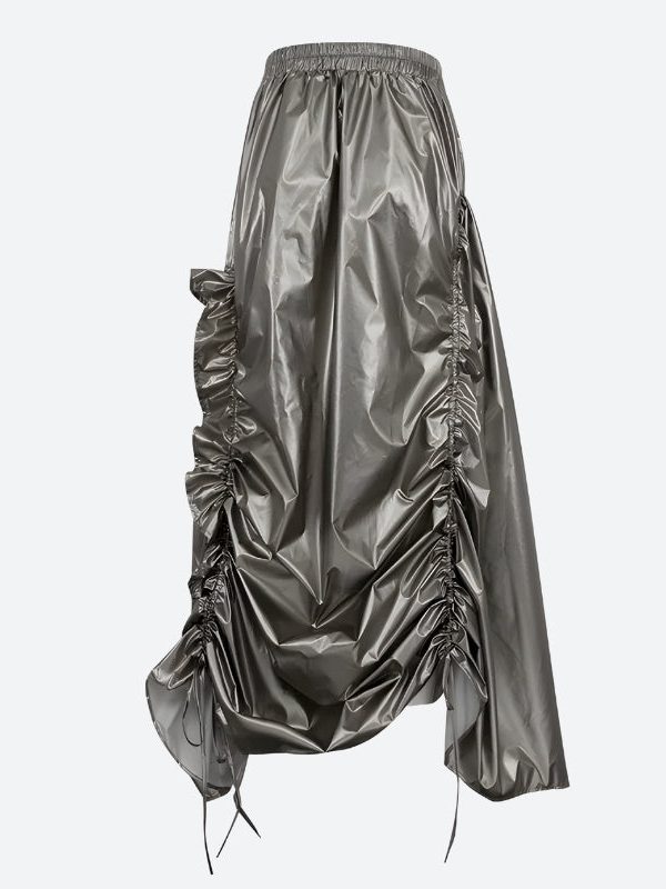 Cyberpunk Ruched Parachute Maxi Skirt