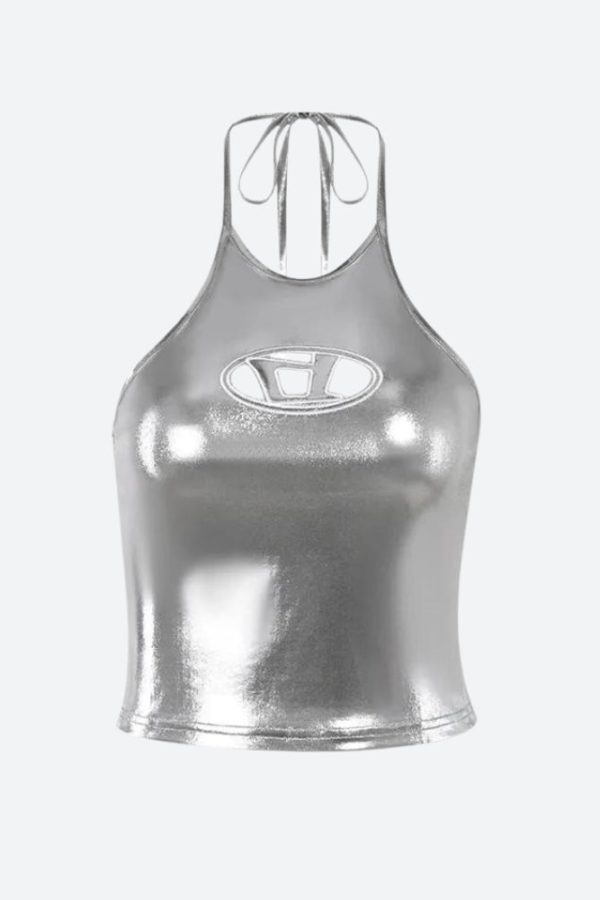 Cyberpunk Silver Halter Neck Top