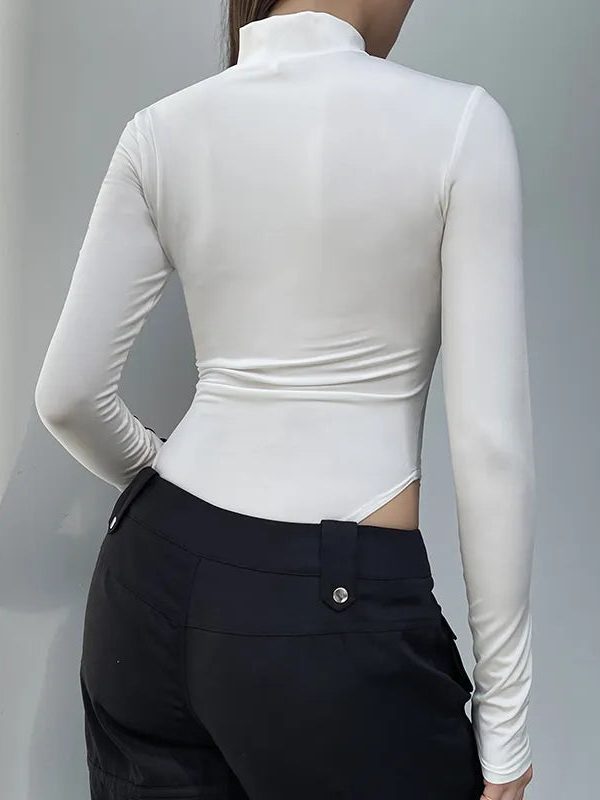 Cyberpunk Striped Cut Out Bodysuit