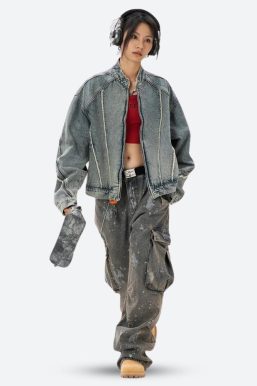 Cyberpunk Zip-Up Denim Jacket