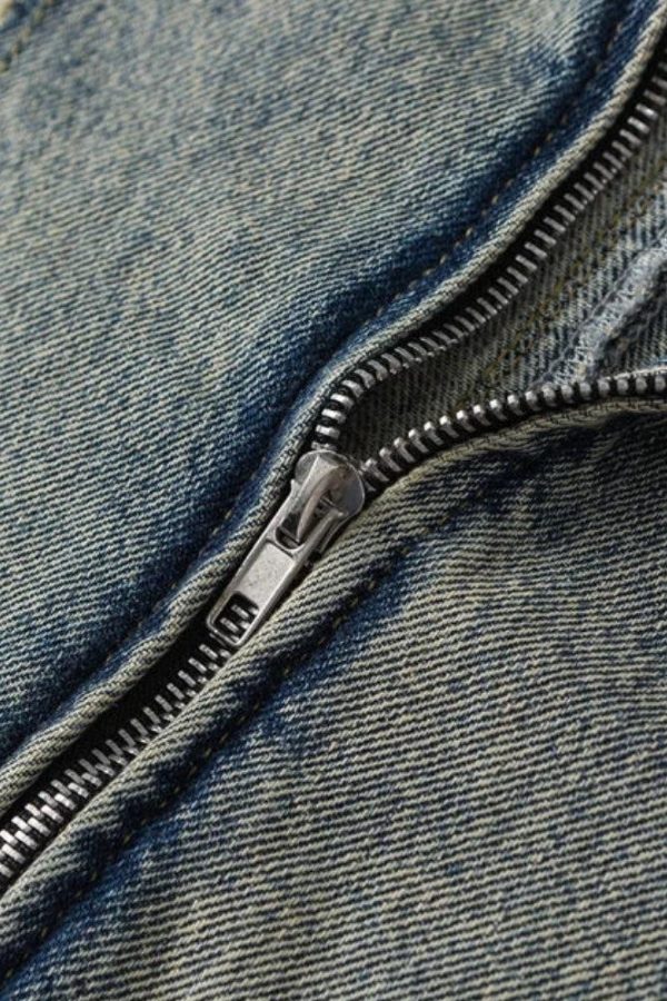 Cyberpunk Zip-Up Denim Jacket