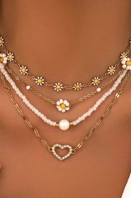 Daisy & Heart Four-Pack Necklace Set