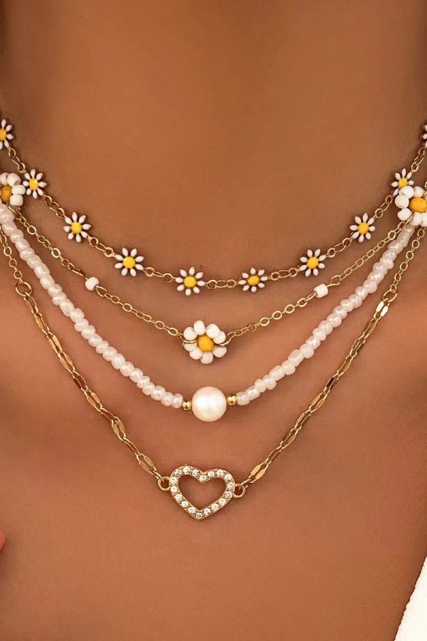 Daisy & Heart Four-Pack Necklace Set