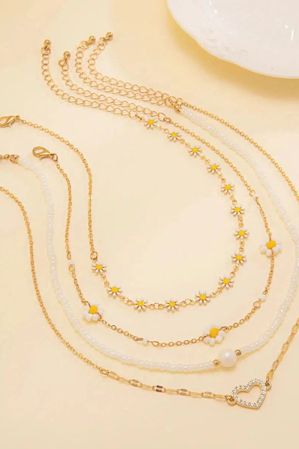 Daisy & Heart Four-Pack Necklace Set