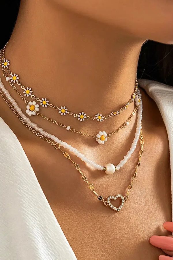 Daisy & Heart Four-Pack Necklace Set