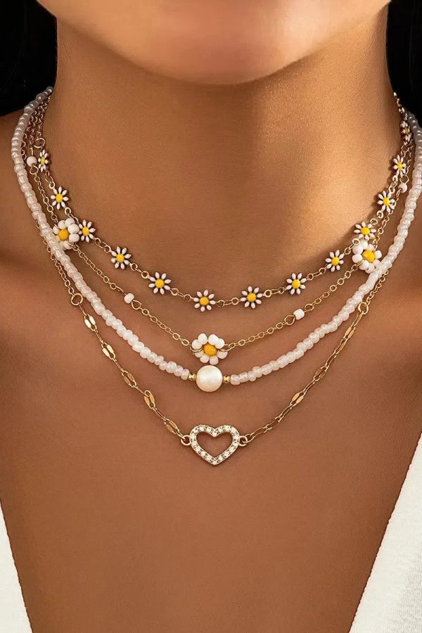 Daisy & Heart Four-Pack Necklace Set