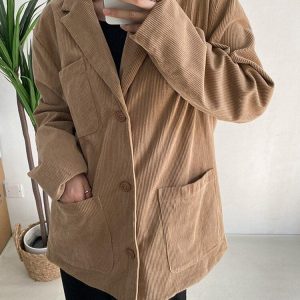 Dark Academia Corduroy Long Jacket