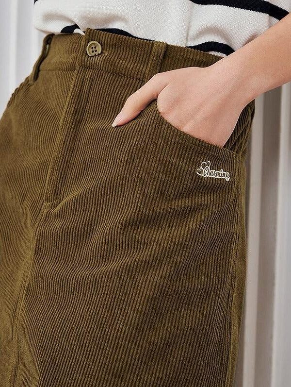 Dark Academia Corduroy Mini Skirt