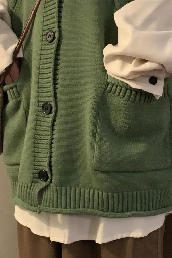 Dark Academia Deep V-Neck Sleeveless Cardigan