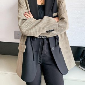 Dark Academia Double Color Blazer