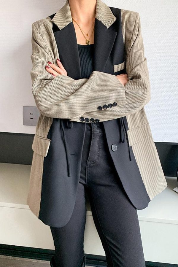 Dark Academia Double Color Blazer