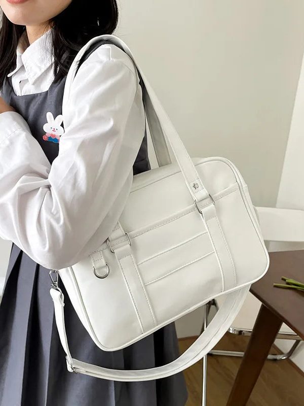 Dark Academia Faux Leather Messenger Bag