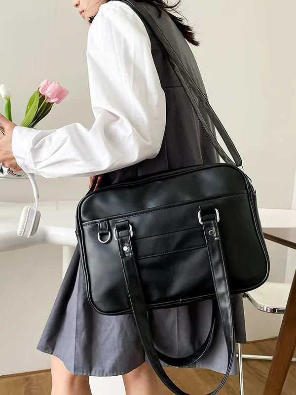 Dark Academia Faux Leather Messenger Bag