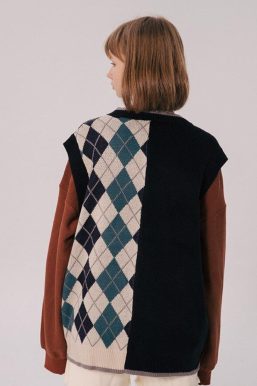 Dark Academia Half Argyle Sweater Vest