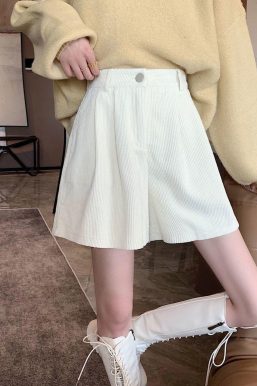 Dark Academia High Waist Corduroy Shorts
