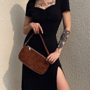 Dark Academia Leg Split Midi Dress